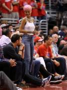 Rhianna Braless Pokies at the LA Clippers Game