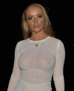 Megan Clark Braless in Completely See-Through Dress