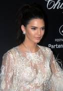 Kendall Jenner Perky Titties in See Through White Lace Dress