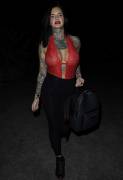 Jemma Lucy Nipples in See Through Red One Piece