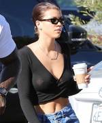 Sofia Richie Perky Braless Breasts in See Through Shirt