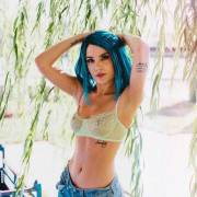 Halsey Nipples in See Through White Bra