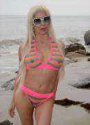 Frenchy Morgan Breasts in See Through Mesh Bikini