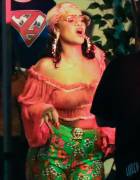 Rihanna Braless in See Through Top BTS of a Music Video