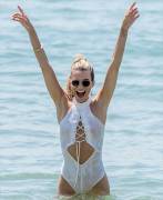 Rachel McCord Boobs in Wet White Bathing Suit