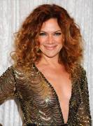 Nikka Costa Breasts in See Through Gold Dress