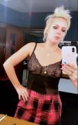 Lily Allen Nipples in Lace Top Selfie