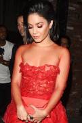 Vanessa Hudgens Nipple on See Through Red Lace Dress