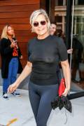 Yolanda Hadid Braless in See Through Black Top