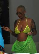 Amber Rose Nipples in her See Through Bikini Top