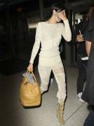 Kendall Jenner Braless in Mesh Sweater