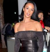 Draya Michele Braless Breasts in her See-Through Black Dress
